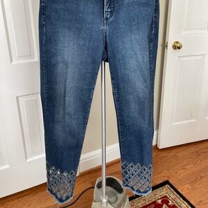 M13 - Joseph Ribkoff blue jeans, rhinstones and frayed hem